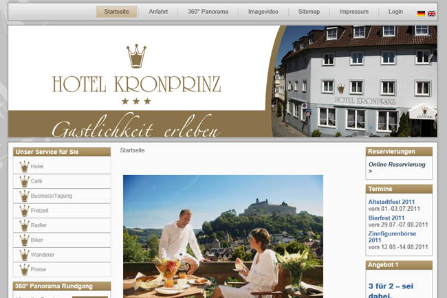 Webdesign für Hotel Kronprinz Kulmbach